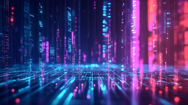 Futuristic Cryptocurrency Fintech Services with Sleek Holographic Interfaces and Neon Lit Data Visualization Displays