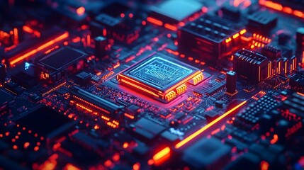 Vibrant Digital Artwork of Cryptocurrency Mining Rig with Intricate Circuit Boards and Futuristic GPU Rigs