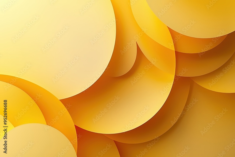 Poster Vibrant layers of pale yellow circles blend seamlessly to form an inviting and warm abstract design ideal for use in various creative projects and backgrounds