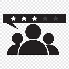 Set of customer review icons. Business client symbol, people group with five stars. Customer satisfaction signs. Grade, achievement, rating. Customer experience or 5 star satisfaction rating icon.