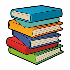 White Background Stack of Books Vector Art