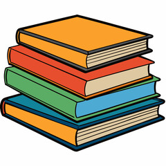 White Background Stack of Books Vector Art