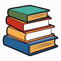 White Background Stack of Books Vector Art