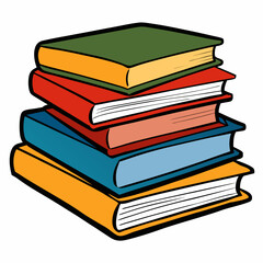 White Background Stack of Books Vector Art