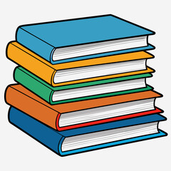 White Background Stack of Books Vector Art
