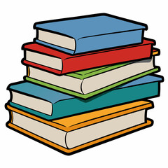 White Background Stack of Books Vector Art
