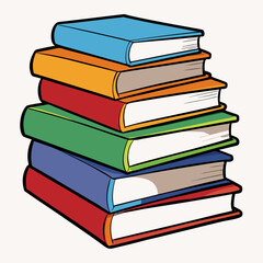 White Background Stack of Books Vector Art