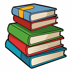 White Background Stack of Books Vector Art