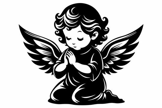 recommend clip art: Baby Angel silhouette vector illustration