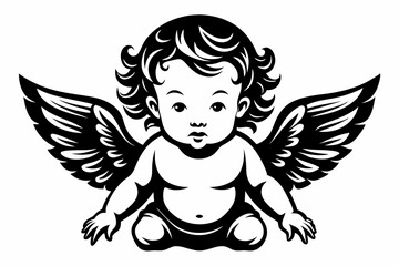 Baby Angel silhouette vector illustration