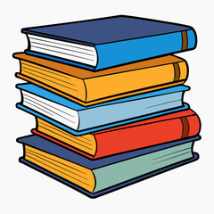 White Background Stack of Books Vector Art