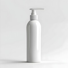 Minimalist Studio Shot of White Facial Cleanser Bottle on Plain Background