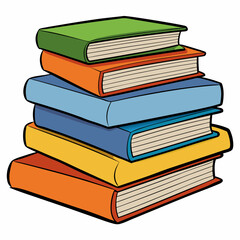 White Background Stack of Books Vector Art