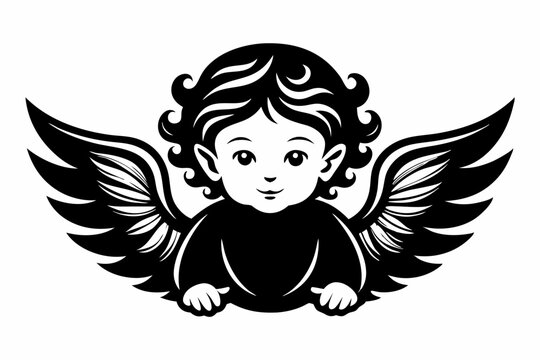 recommend clip art: Baby Angel silhouette vector illustration