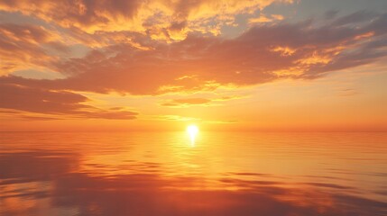 Obraz premium Stunning Golden Sunset Over Serene Tranquil Sea Landscape With Wispy Cirrus Clouds