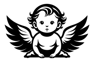 Baby Angel silhouette vector illustration