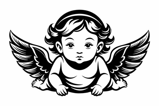recommend clip art: Baby Angel silhouette vector illustration