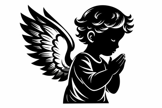 recommend clip art: Baby Angel silhouette vector illustration