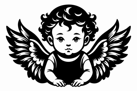 recommend clip art: Baby Angel silhouette vector illustration