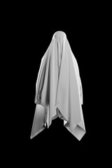 Abstract Flying Ghost Cloth White on Black Background - 3D Illustration Render