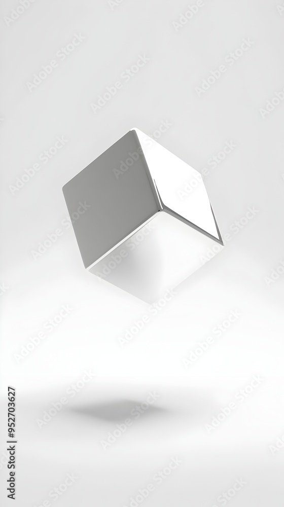 Poster prismatic cube floating in clean minimalist environment