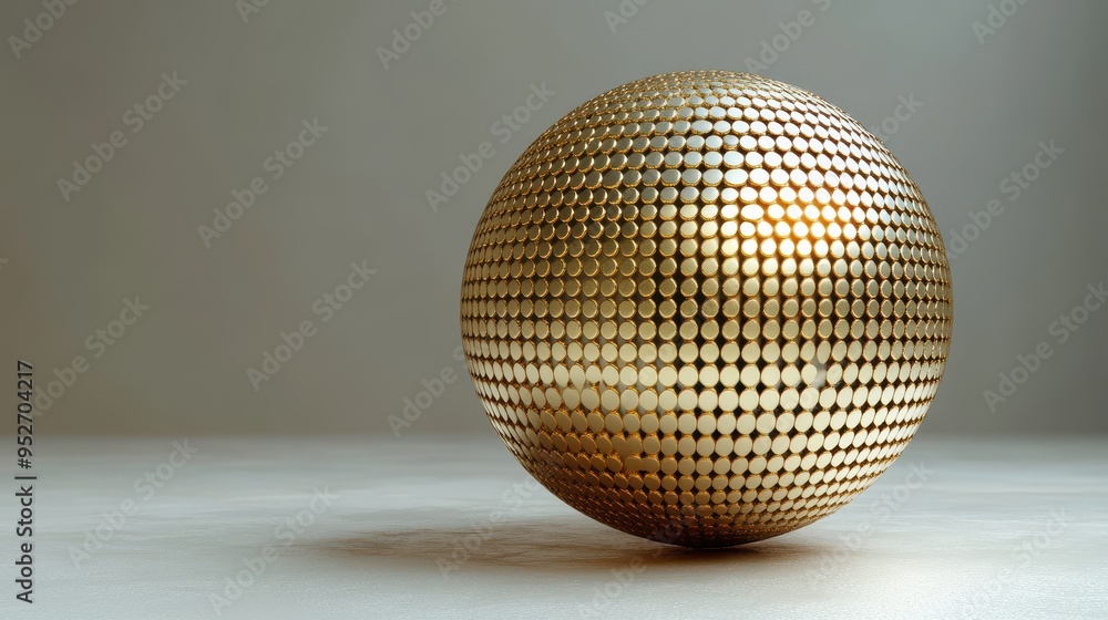 Aufkleber 3d render of an abstract golden ball isolated on a white background in a minimal geometric design