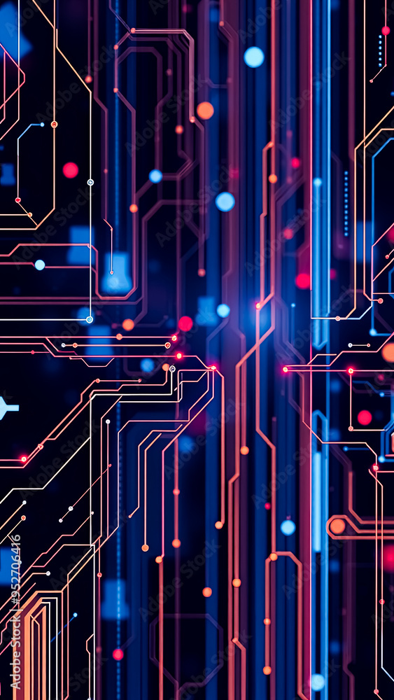 Poster abstract circuitry with glowing lines