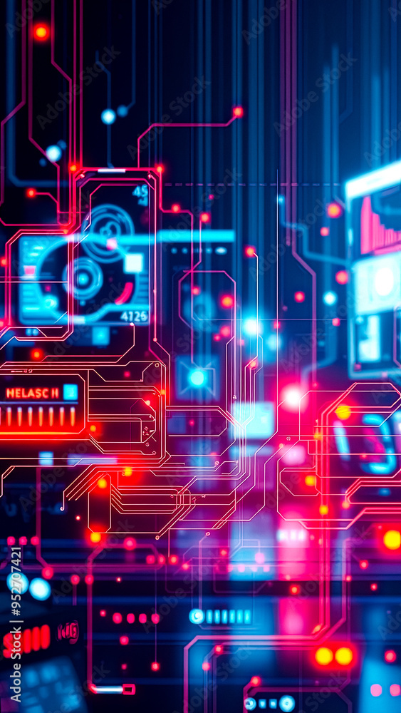 Poster abstract futuristic circuitry pattern