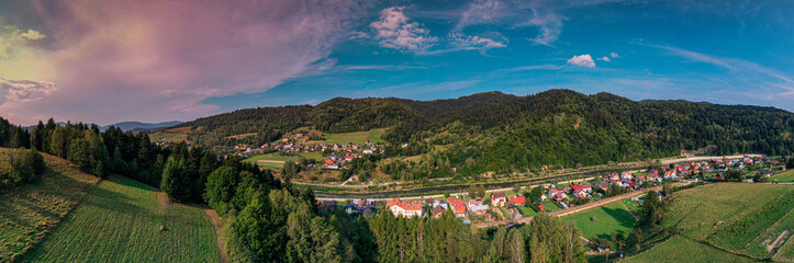 Wapienne, Dolina Popradu, lato widok z powietrza.