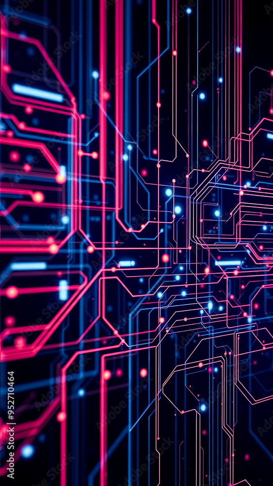 Aufkleber abstract technology background with glowing lines and dots