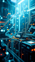 Futuristic Technology with Circuitry and Digital Interface