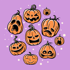 Cute doodle pumpkin for halloween day