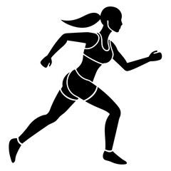 Fitness Women Running Pose - Vector Illustration