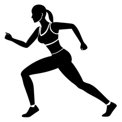 Fitness Women Running Pose - Vector Illustration