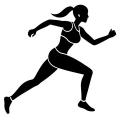 Fitness Women Running Pose - Vector Illustration