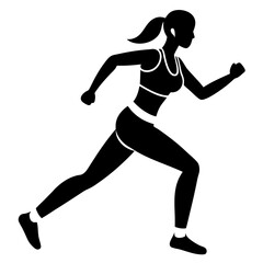 Fitness Women Running Pose - Vector Illustration