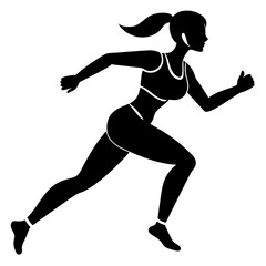 Fitness Women Running Pose - Vector Illustration