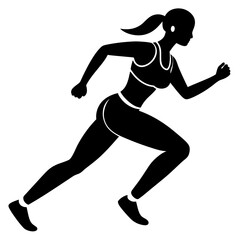 Fitness Women Running Pose - Vector Illustration