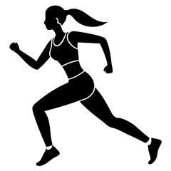 Fitness Women Running Pose - Vector Illustration