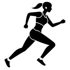 Fitness Women Running Pose - Vector Illustration