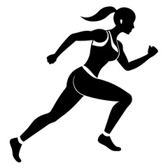 Fitness Women Running Pose - Vector Illustration