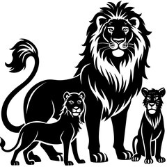 Family Lion Silhouette art vector