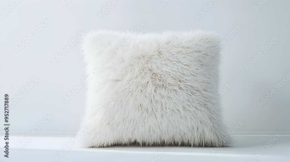 Poster soft and plush pillow on clean white background with subtle shadows