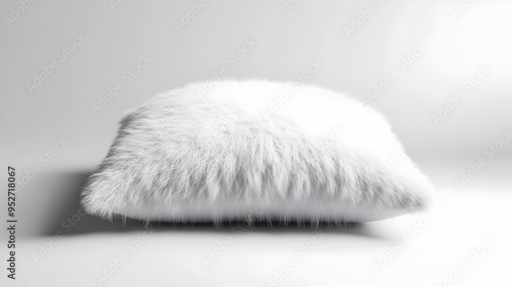 Poster soft and plush pillow resting on a clean white background with subtle shadows