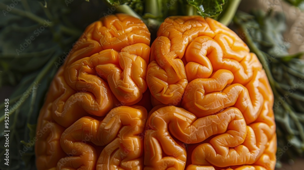 Poster Artistic carrot brain with realistic texture and patterns