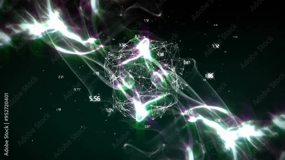 Poster abstract neural network and data points animation over dark background