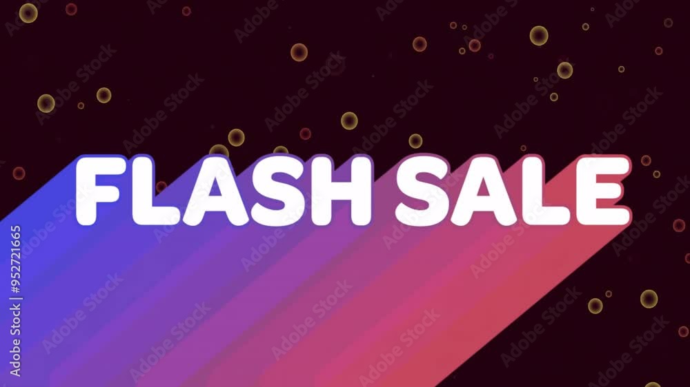 Poster Flash Sale text animation over colorful gradient background with bubbles