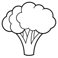 Broccoli Silhouette Vector Outline on White Background