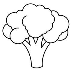 Broccoli Silhouette Vector Outline on White Background
