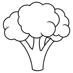 Broccoli Silhouette Vector Outline on White Background